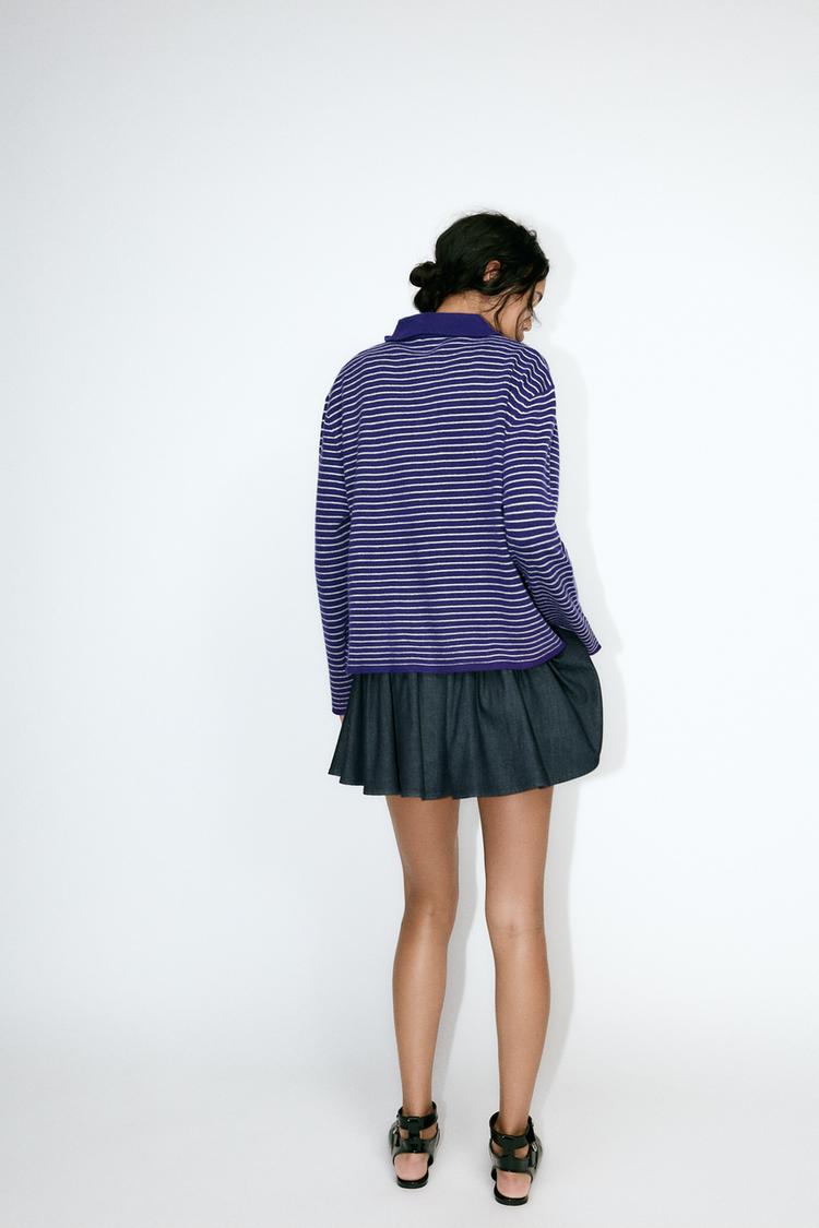 Striped Knit Polo Shirt