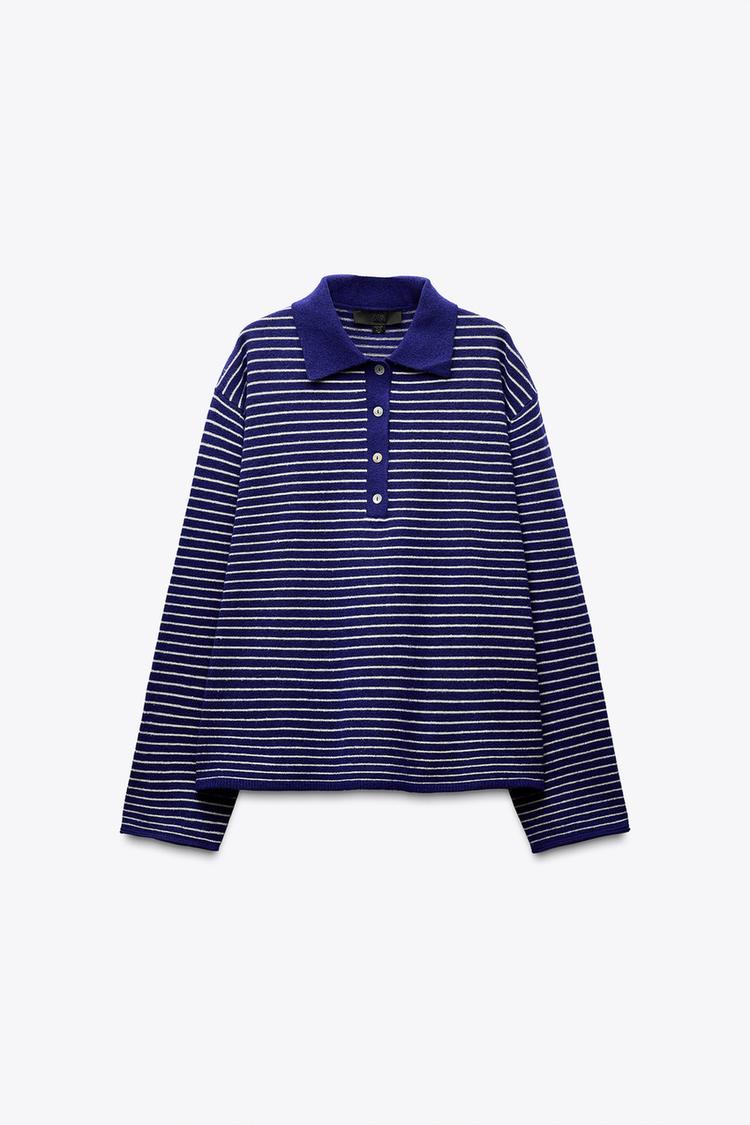Striped Knit Polo Shirt