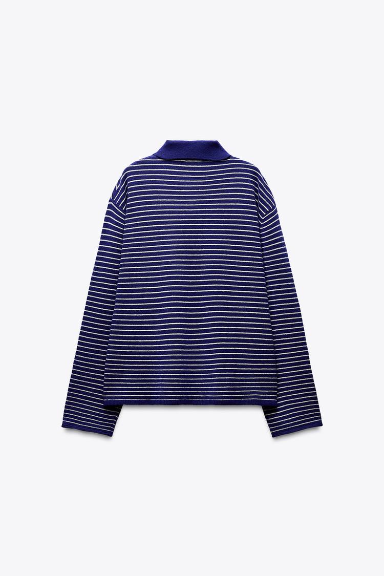 Striped Knit Polo Shirt