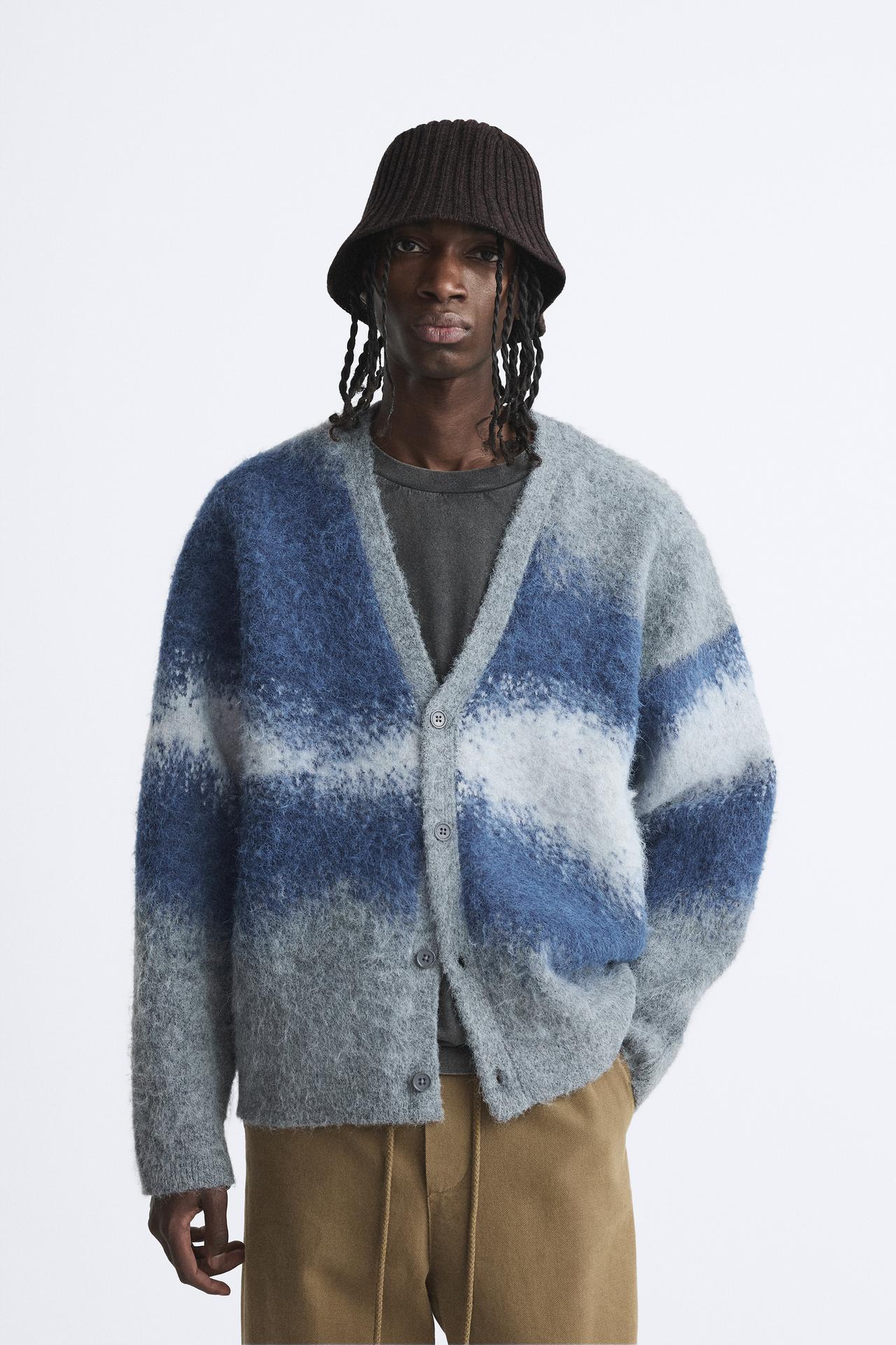 Mohair-Effect Jacquard Cardigan