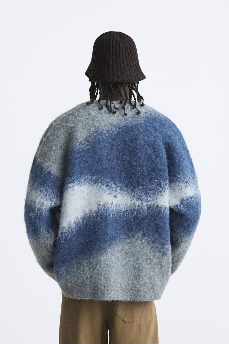 Mohair-Effect Jacquard Cardigan