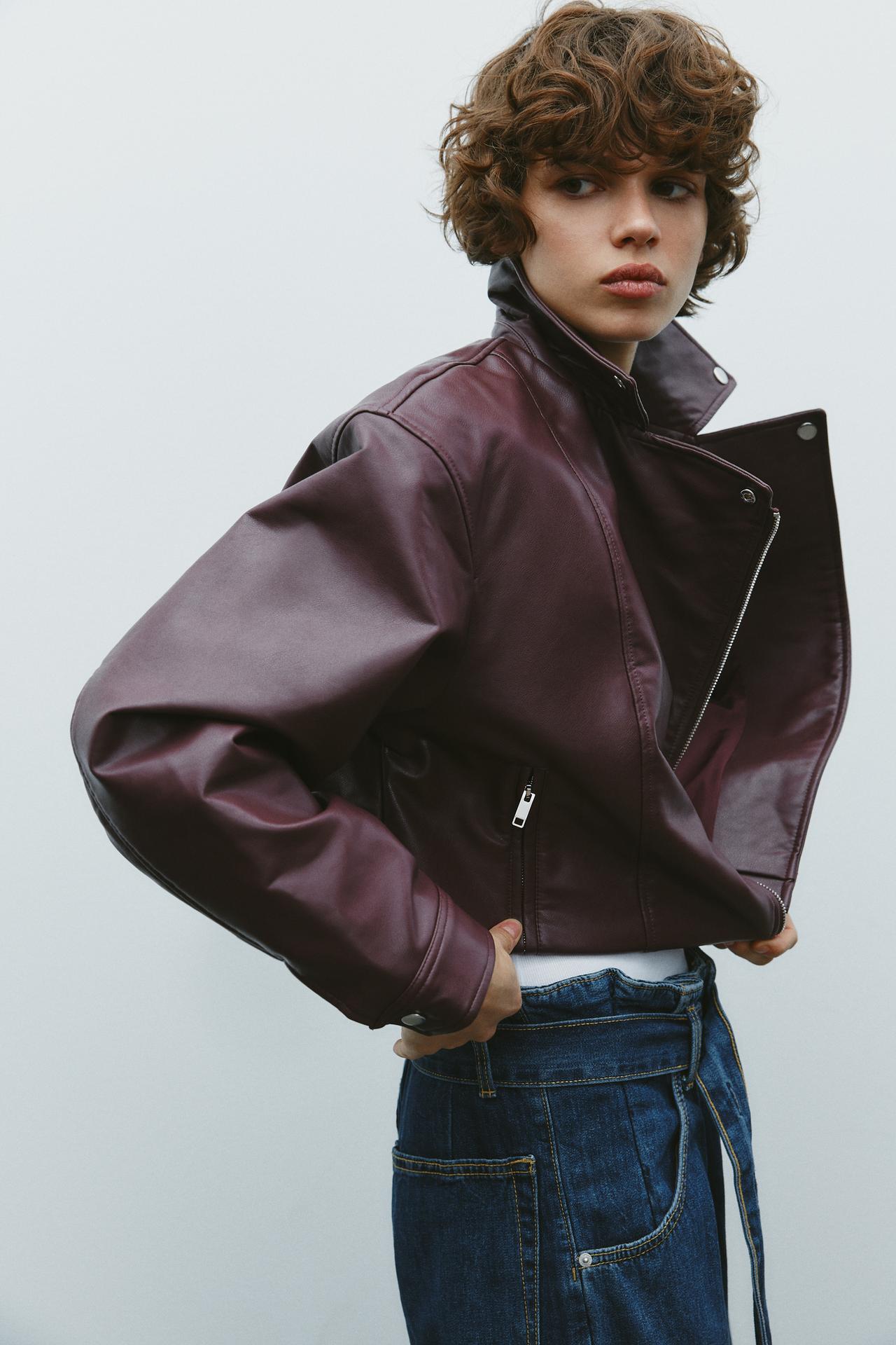 Short Biker Jacket – Synthetic Material
