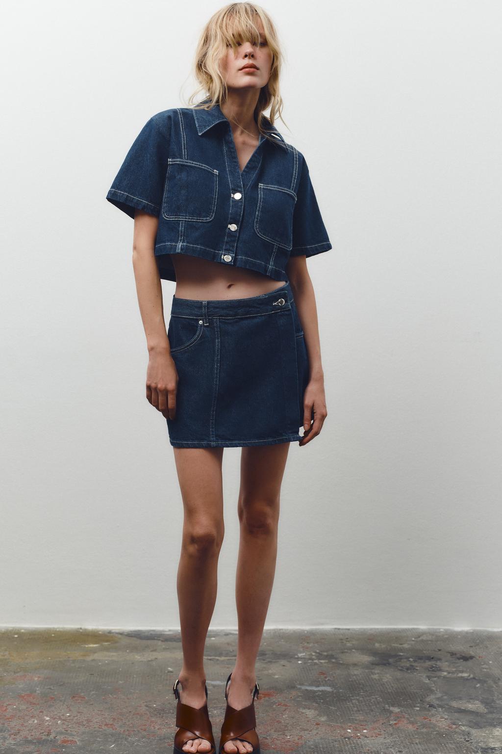 Z1975 Crossover Denim Culotte Skirt