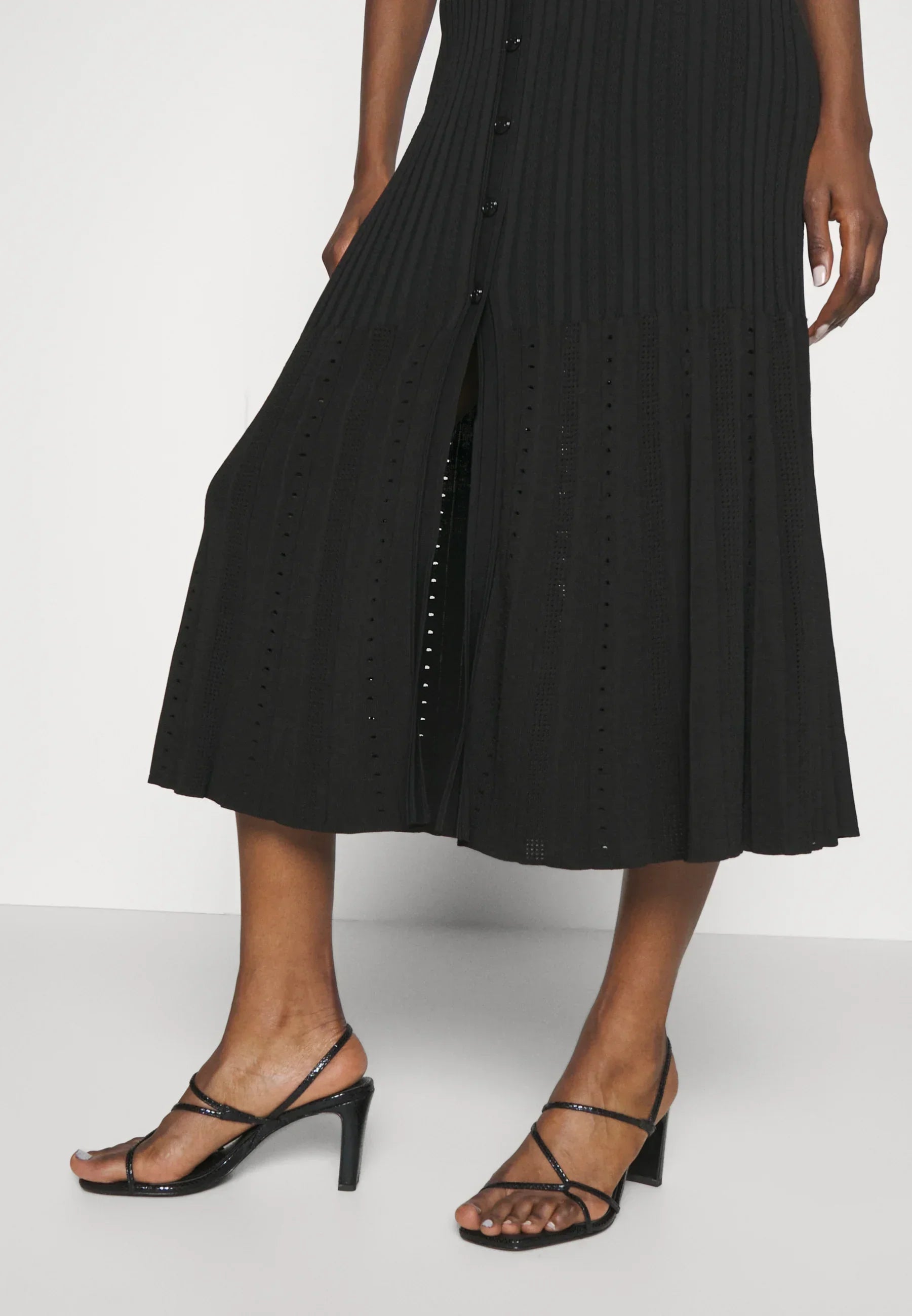 Two-Tone Knit Dress with Flared Sleeves