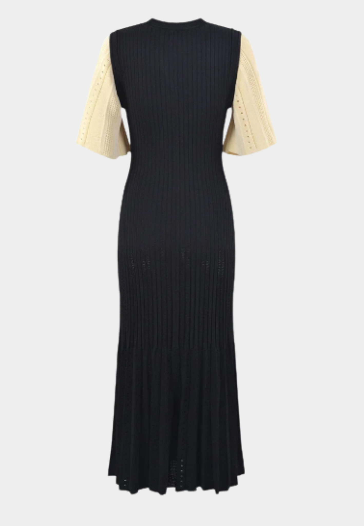 Two-Tone Knit Dress with Flared Sleeves