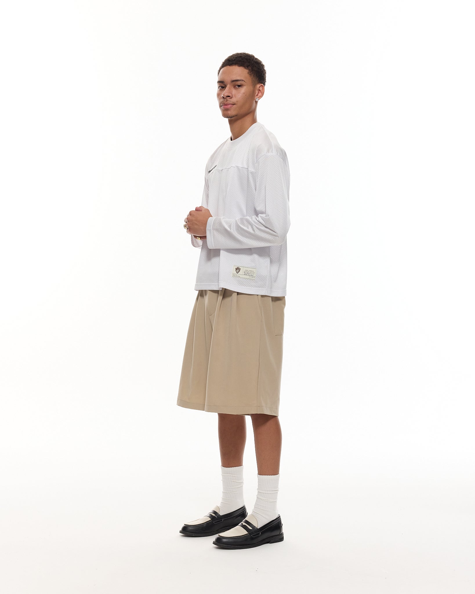 Pleated Shorts – Beige