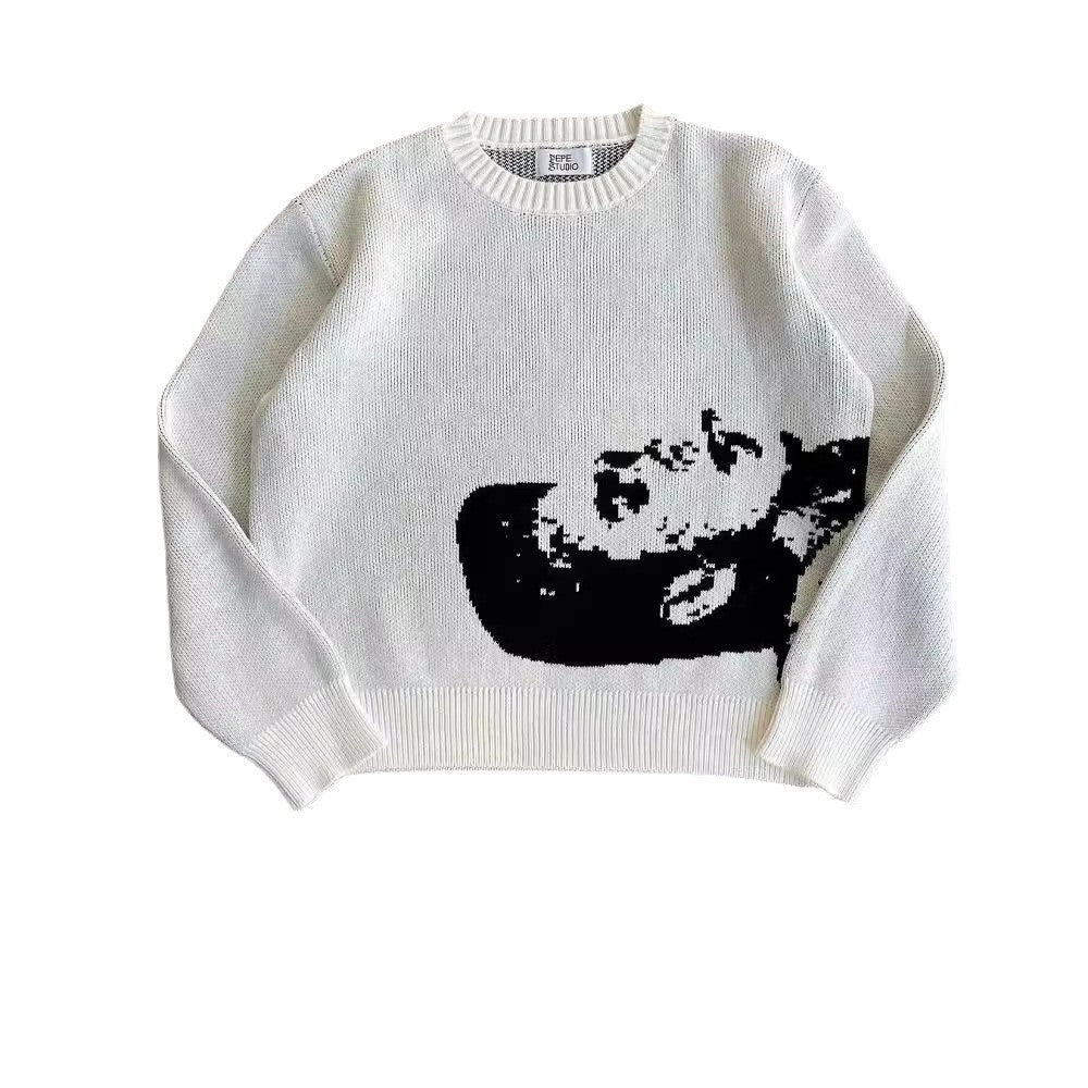 White Knit Top “Pixel Art” – 87534